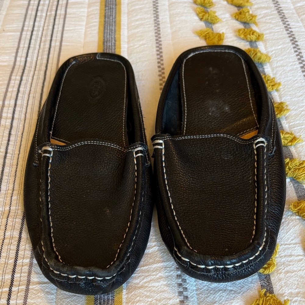Tod's Black Leather Slip-On Loafers